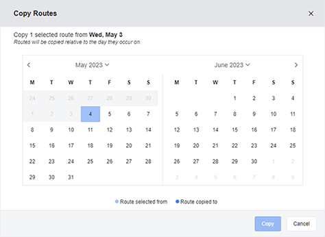 Copy Routes Dialog Box
